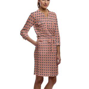Ellie Kai Drawstring Waist Geometric Print Paige Dress Sz 6
